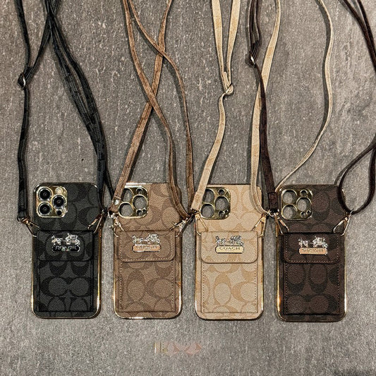 Custodia per iPhone con catena in pelle classica borsa per carte