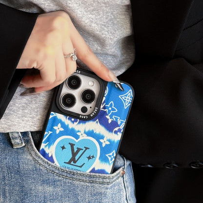 Luksus blåt læder iPhone etui