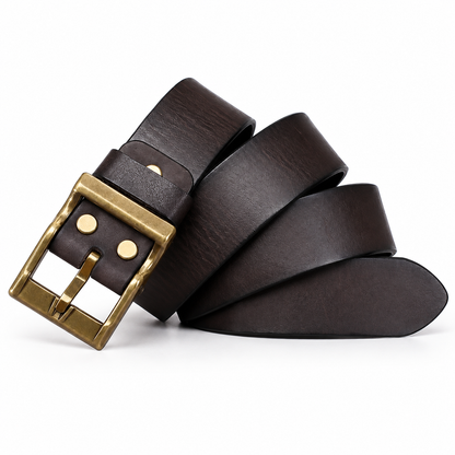 Premium Waxed Genuine Leather Belt | Heritage Brass Buckle