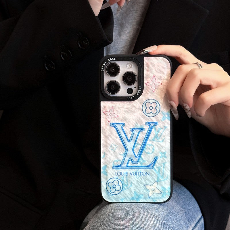 Luksus blåt læder iPhone etui