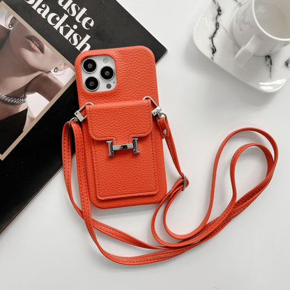 H-kortholder læderkæde iPhone-etui
