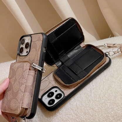 クラシック iPhone ケース ウォレット付き コーヒー-LQB241412