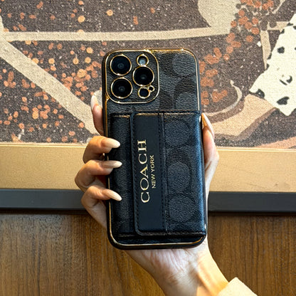 Luxury Advanced Leather iPhone Case with Card Holder & Strap-G