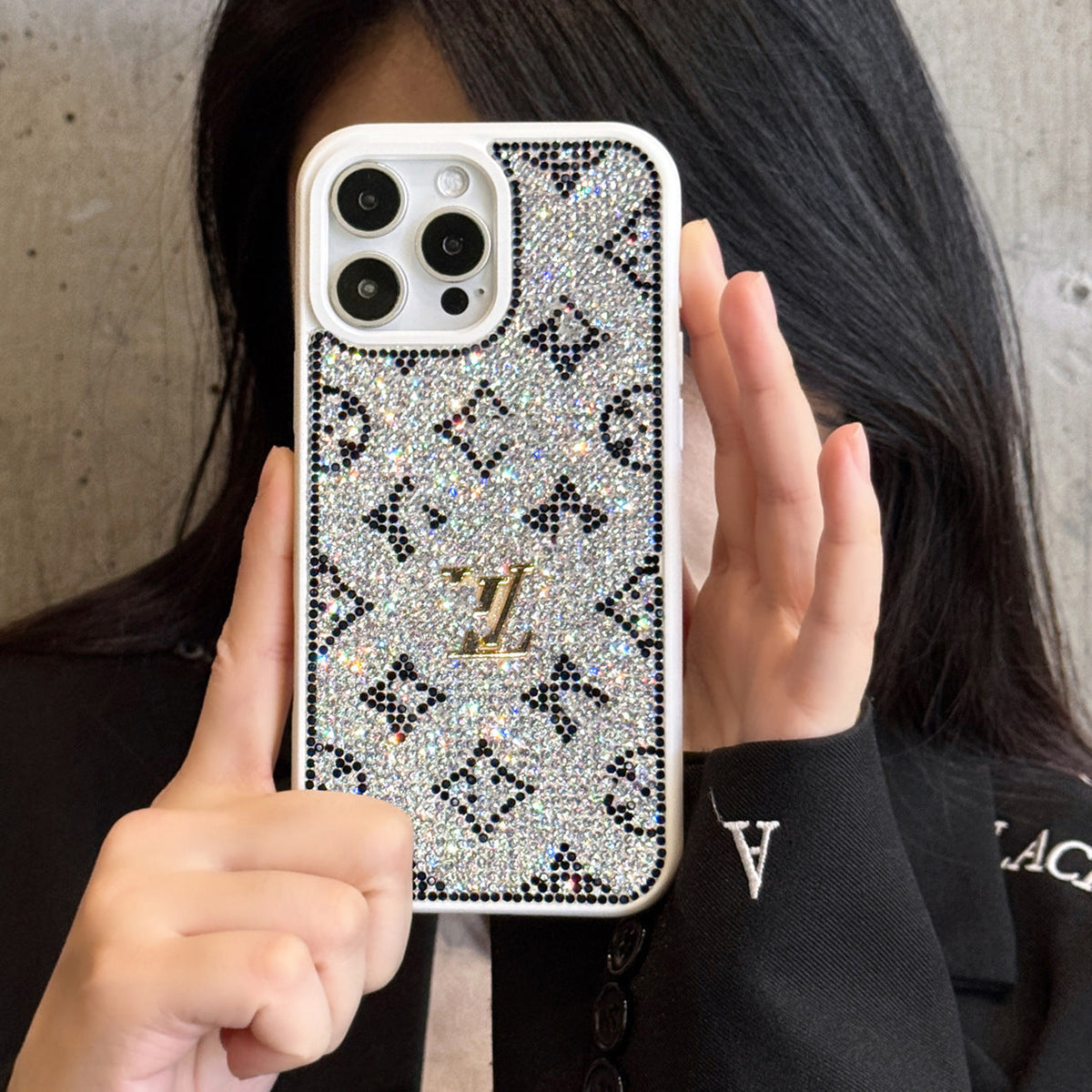 Luksus Glitter Holographic Y - S - L-inspireret iPhone-cover – Diamond Shine Edition