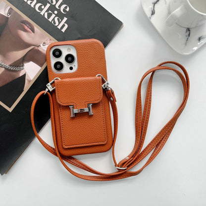 H-kortholder læderkæde iPhone-etui