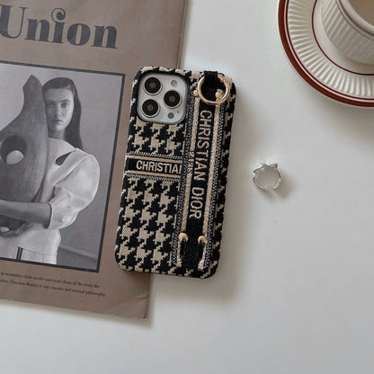 Custodia per iPhone con cinturino alla moda pied de poule