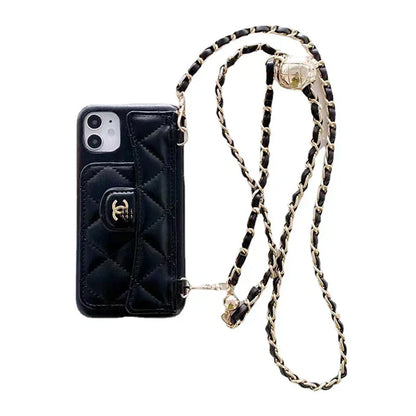 Luksus Wallet iPhone-etui med hånd-/crossbody-kæde