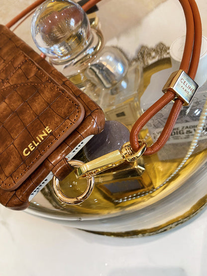 Θήκη για iPhone Celine Print Alligator με θήκη για κάρτα και λουράκι καφέ -EYP241415