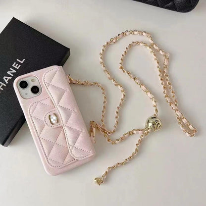 Luksus Wallet iPhone-etui med hånd-/crossbody-kæde