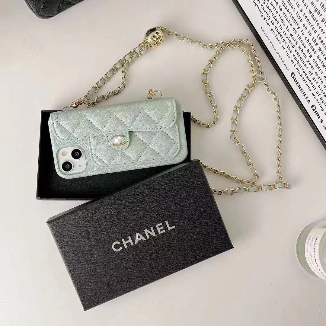 Luksus Wallet iPhone-etui med hånd-/crossbody-kæde