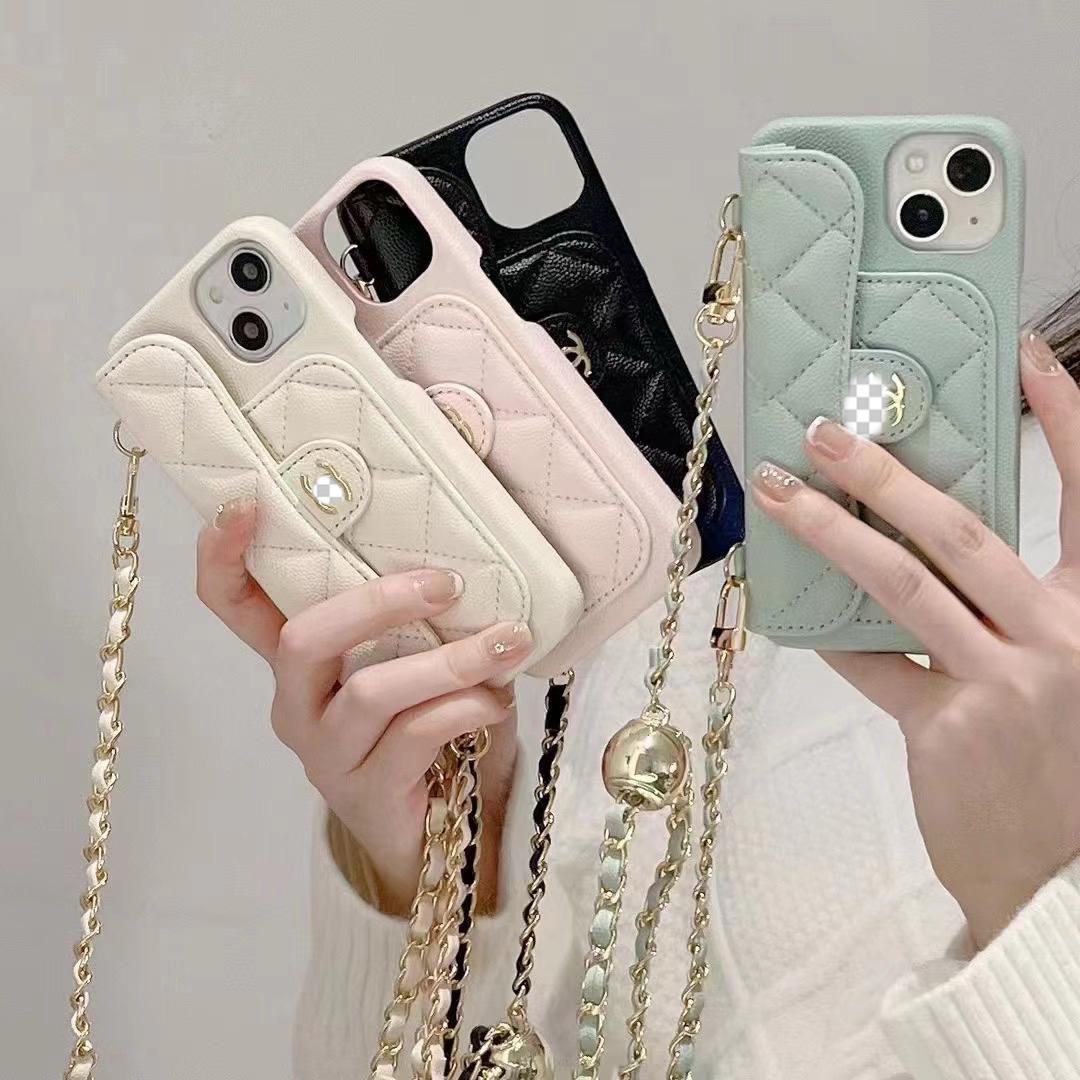 Luksus Wallet iPhone-etui med hånd-/crossbody-kæde