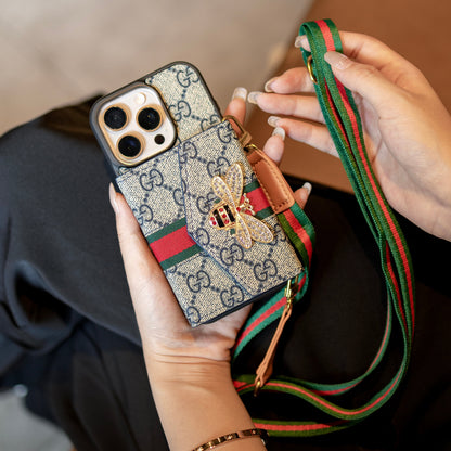 حافظة iPhone متطورة ومتطورة مع حامل بطاقة & حزام كتف