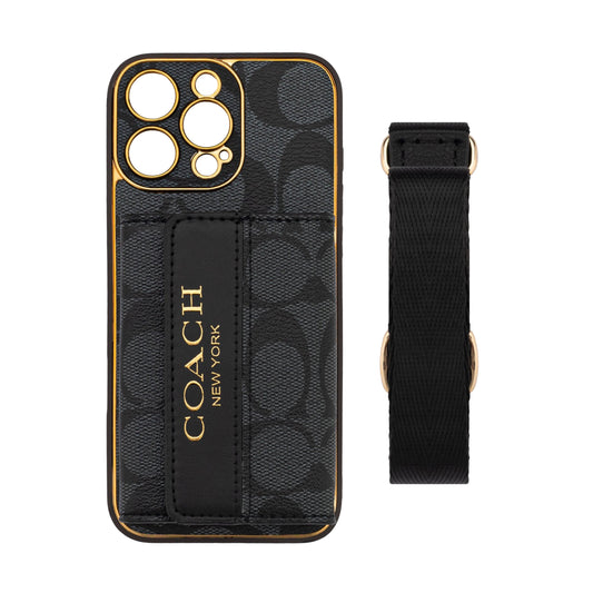 Luksus avanceret iPhone-etui i læder med kortholder & Strop-G