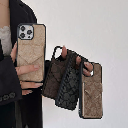 Klassisk iPhone-etui med kortholder og strop Lys sort -SJ240513