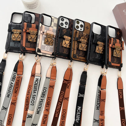 Luksus brunt Crossbody Chain iPhone etui