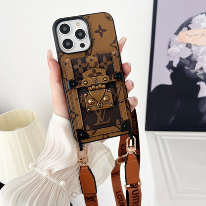 Luksus brunt Crossbody Chain iPhone etui