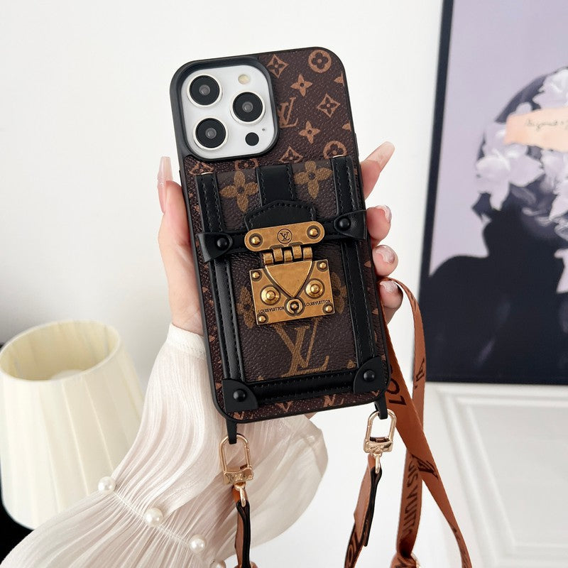 Luksus brunt Crossbody Chain iPhone etui