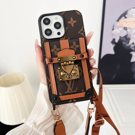 Luksus brunt Crossbody Chain iPhone etui