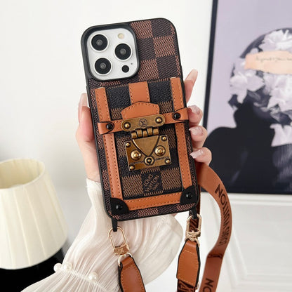 Luksus brunt Crossbody Chain iPhone etui