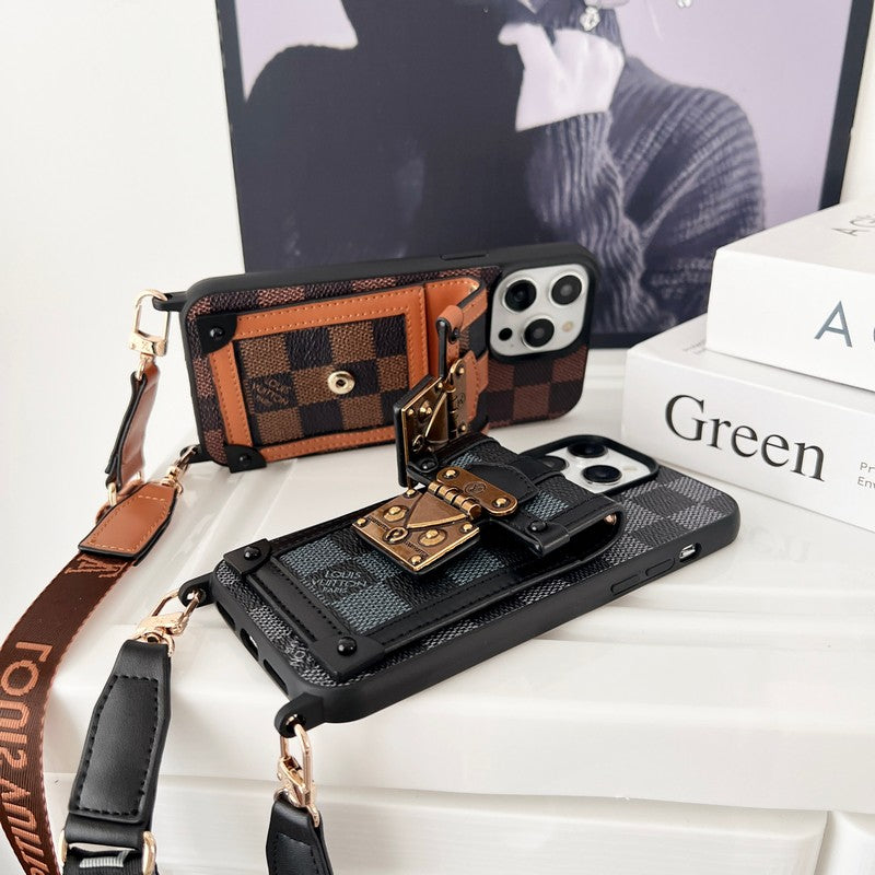 Luksus brunt Crossbody Chain iPhone etui