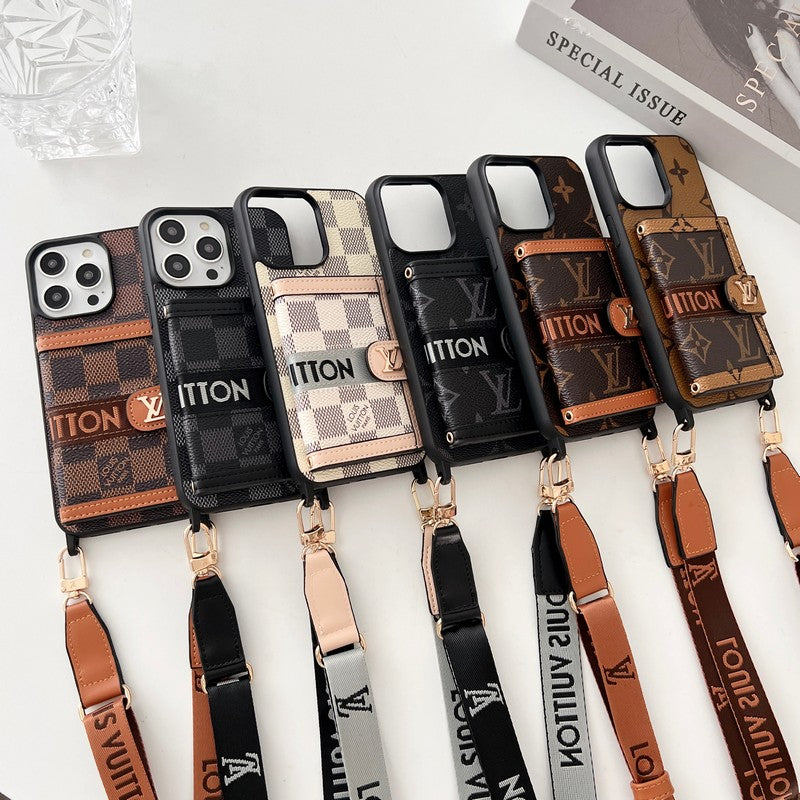 Luksus Card Bag Chain Sort & Hvid iPhone-etui