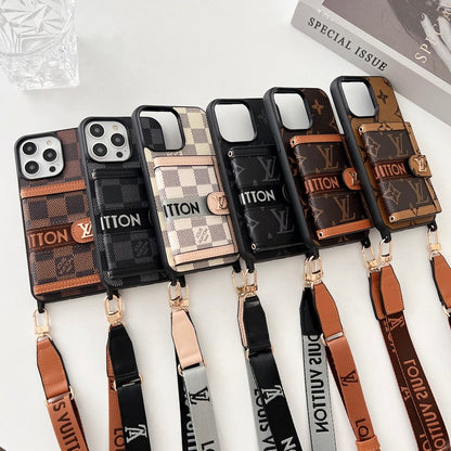 Luksus Card Bag Chain Sort & Hvid iPhone-etui