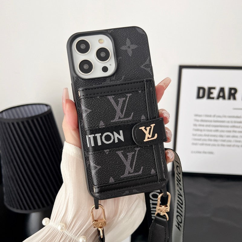 Luksus Card Bag Chain Sort & Hvid iPhone-etui