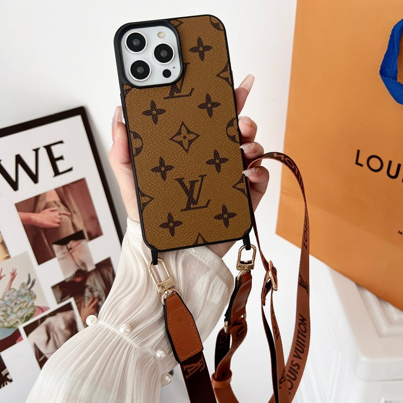 Luksus brunt Crossbody iPhone etui