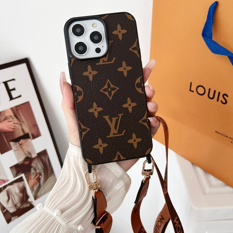 Luksus brunt Crossbody iPhone etui