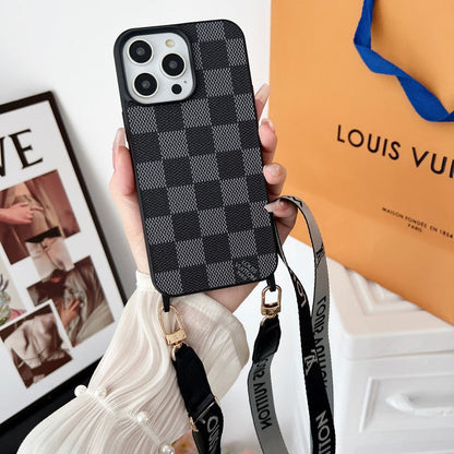Luksus Sort & Hvid Crossbody iPhone-etui