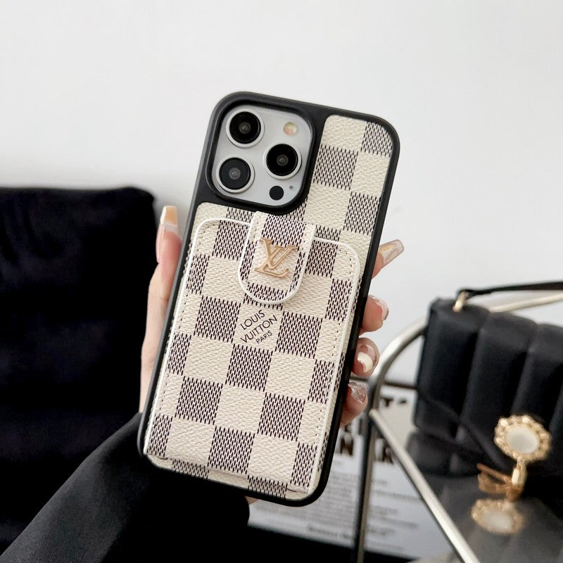 Luksus Sort & Hvid Card Bag iPhone-etui