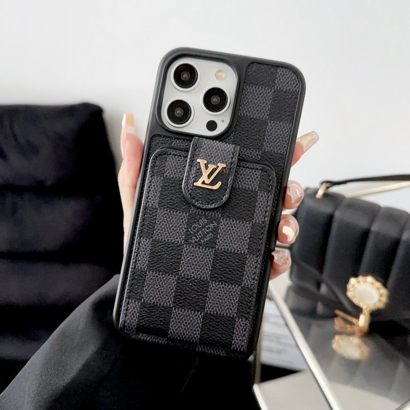 Luksus Sort & Hvid Card Bag iPhone-etui