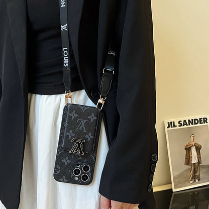 Luksus Card Bag Chain Sort iPhone-etui