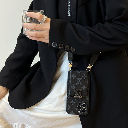 Luksus Card Bag Chain Sort iPhone-etui