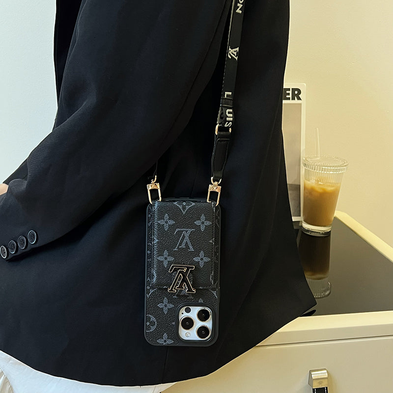Luksus Card Bag Chain Sort iPhone-etui