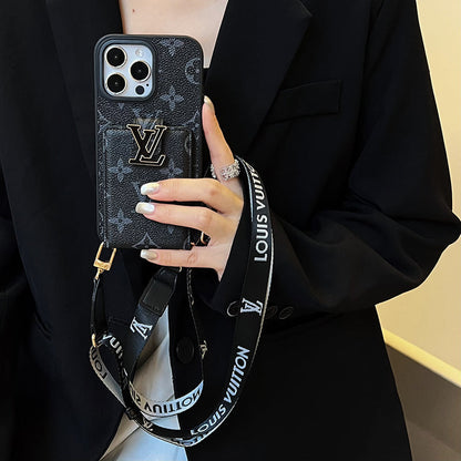 Luksus Card Bag Chain Sort iPhone-etui