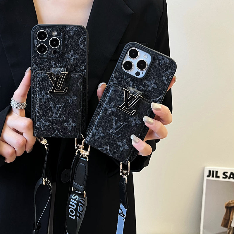 Luksus Card Bag Chain Sort iPhone-etui
