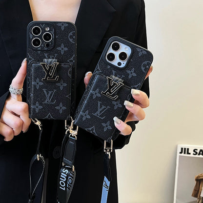 Luksus Card Bag Chain Sort iPhone-etui
