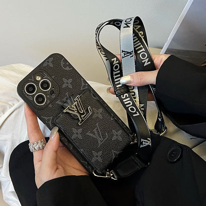 Luksus Card Bag Chain Sort iPhone-etui