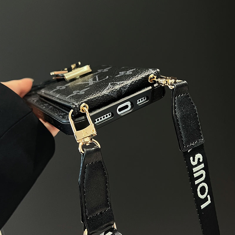 Luksus Card Bag Chain Sort iPhone-etui