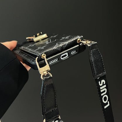 Luksus Card Bag Chain Sort iPhone-etui