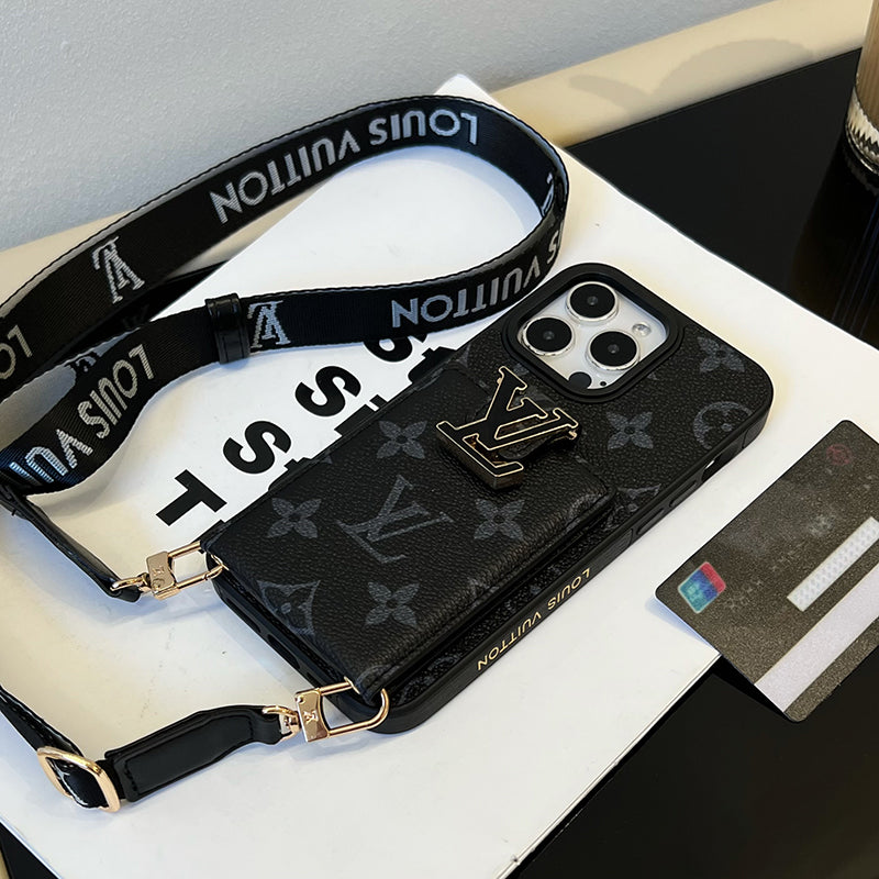 Luksus Card Bag Chain Sort iPhone-etui