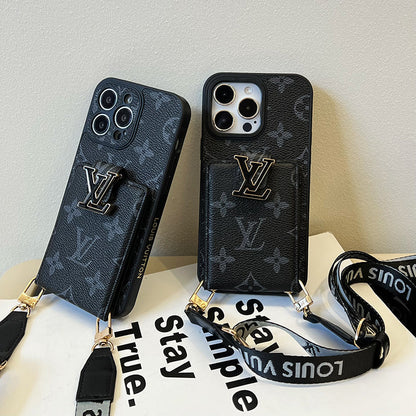 Luksus Card Bag Chain Sort iPhone-etui