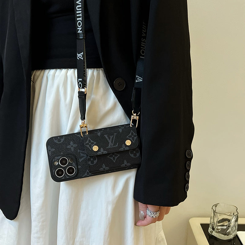 Luksus Card Bag Chain Sort iPhone-etui