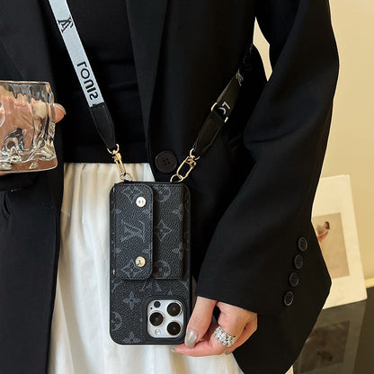 Luksus Card Bag Chain Sort iPhone-etui