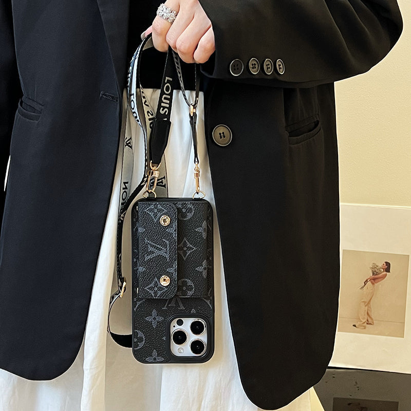 Luksus Card Bag Chain Sort iPhone-etui