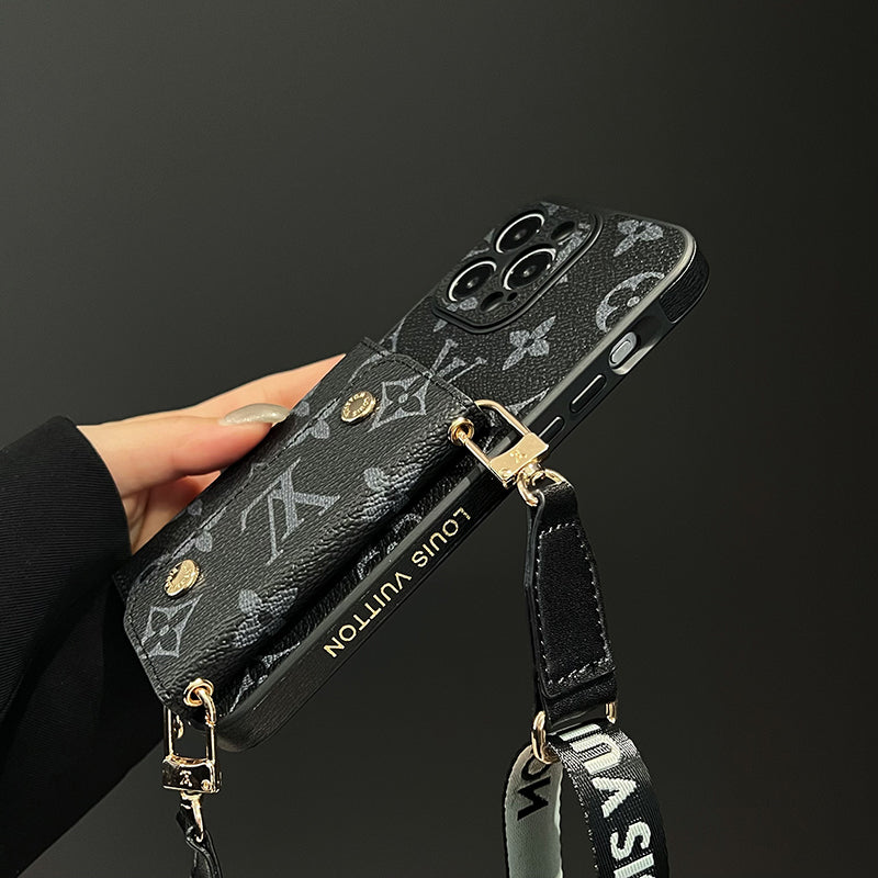 Luksus Card Bag Chain Sort iPhone-etui