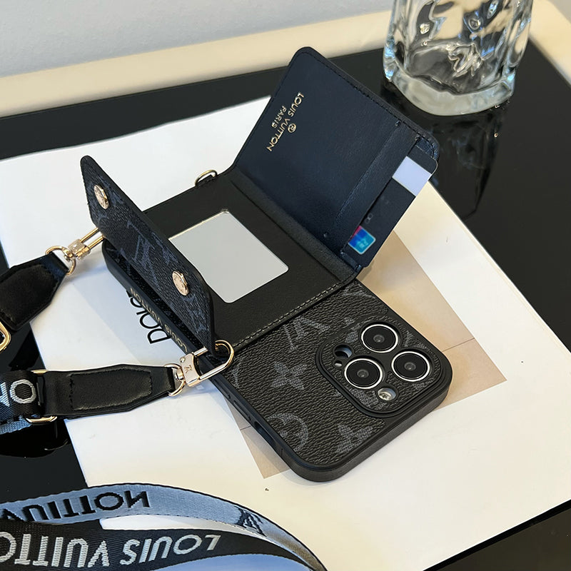 Luksus Card Bag Chain Sort iPhone-etui