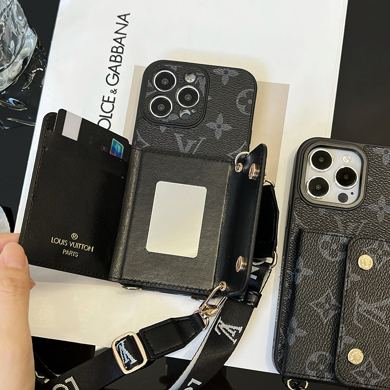 Luksus Card Bag Chain Sort iPhone-etui