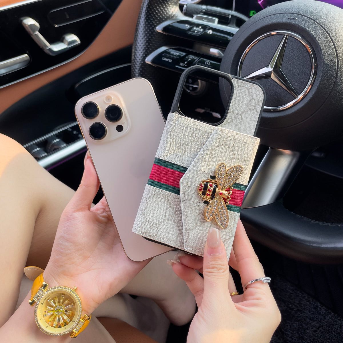 حافظة iPhone متطورة ومتطورة مع حامل بطاقة & حزام كتف